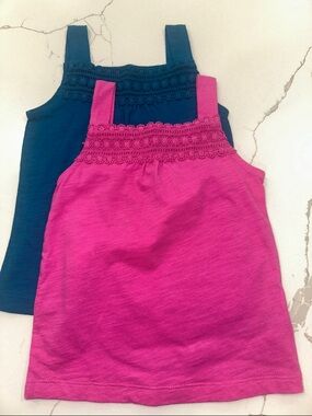 never used. Carter's Girls Pink & Teal Lace-Trim Tank Tops